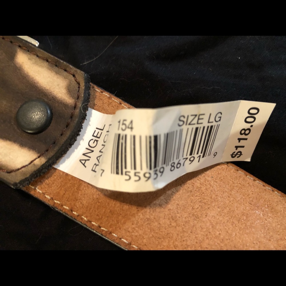 Angel Ranch Camo Rhinestone Leather Belt - Picture 6 of 8